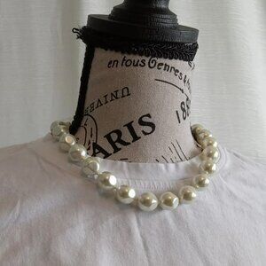 20mm faux pearl necklace with a unique shape, 18 inches long